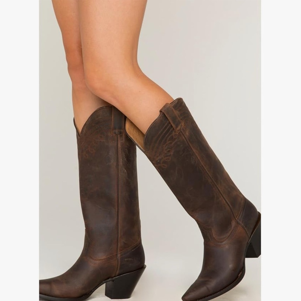 Shyanne Brown Heeled Boots Classic Western Style